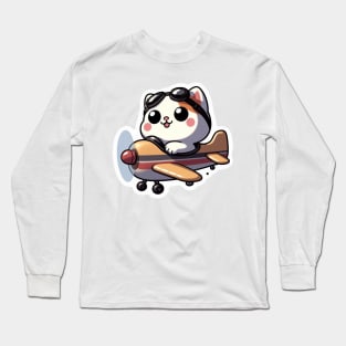 kitty on a plane Long Sleeve T-Shirt